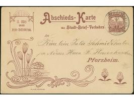 Stadtbrief-Verkehr: 1900, Abschieds-Ganzsachenkarte 2 Pfg. lilabraun mit Abbildung “Teichrosen” gebraucht mit Stempel “STADTB