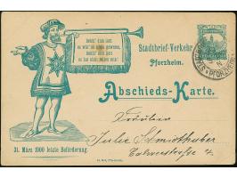 Stadtbrief-Verkehr: 1900, Abschieds-Ganzsachenkarte 2Pfg. blaugrün mit Abbildung “Herold mit Spruch” gebraucht mit Stempel “S