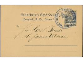 Stadt-Briefbeförderung Marquardt &amp; Co.: 1892, Ganzsachenkarte 2 Pfg. schwarzblau mit violettem Stempel “STADTBRIEFBEFÖRDE