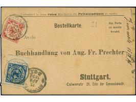 Privat-Stadtpost: 1886/87, Nachportomarke 1 Pfg. blau mit Bogenrand und Ausgabe 1896 5 Pfg. rot jeweils mit Stempel “STUTTGAR