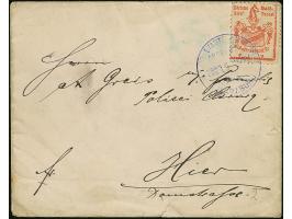 Privat-Stadtbriefverkehr: 1896, (2) Pfg. rot gez. 10½ mit violettem Stempel “PRIVAT-STADTBRIEFVERKEHR WÜRZBURG 2.1.97” auf Or