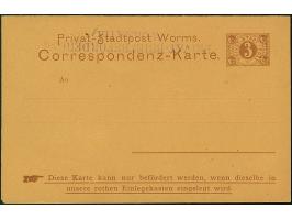 Wormatia: 1896, Ganzsachen-Doppelkarte 3 Pfg. mit violettem L2 “PRIVAT-BRIEFBEFÖRDERUNG WORMATIA” und vier Werbungen mit u.a.