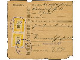 Berliner Packetfahrt Gesellschaft: 1884/86, drei frankierte Paketkarten aus 1886 mit waagerechtem Paar Ausgabe 1884 10 Pfg. g