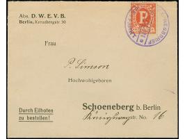 Berliner Paketfahrt-Gesellschaft: 1907, Drucksachen-Verkehr-Marke rot gez. 13¾:14 mit violettem Stempel “EXPRESSBRIEF PAKETFA