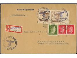 18 Pfennig Nowo Mirgorod, waagerechtes Paar vom rechten Bogenrand mit Dienstsiegelentwertung auf echt gelaufenem R-Brief der 