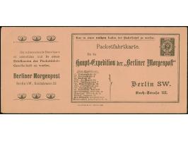 Berliner Packetfahrt-Gesellschaft: 1900 (ca.), Ganzsachenkarte auf Privat-Bestellung 2 Pfg. schwarz auf lachsfarben als Teil 