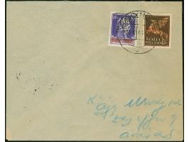 1943, Flugpost 50 Centesimi mit rotem Aufdruck sowie 50 Centesimi schwarzviolett mit schwarzem Aufdruck, sauber mit Stempel "