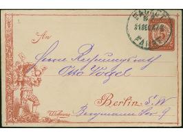 Berliner Packetfahrt-Gesellschaft: 1887, Ganzsachen-Glückwunschumschlag 5 Pfg. braun mit Einlage, einmal ungebraucht und einm