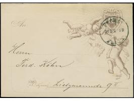 Berliner Packetfahrt-Gesellschaft: 1889, Ganzsachen-Glückwunschumschlag 10 Pfg. braun mit Einlage “Amor auf Hochrad vor dem B