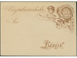 Berliner Packetfahrt-Gesellschaft: 1890, Ganzsachen-Glückwunschumschlag 10 Pfg. blau bis braun, alle fünf verschiedenen Umsch