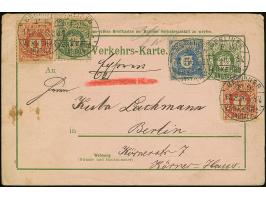 Berliner-Verkehrs-Anstalt: 1896, 5 Pfg. ultramarin, 1½ Pfg. grün und zwei Einzelmarken 1 Pfg. rot jeweils mit Stempel “BERLIN