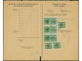 1944, Eilmarke 1,25 Lire, senkrechter Dreierstreifen und drei Einzelwerte Porto 25 Centesime, &nbsp;mit Stempel "LAIBACH 23 2