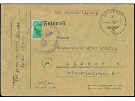 1945, Kurland-Halbierung, linke Hälfte, vorausentwertet mit Briefstempel auf Faltbrief mit Normstempel "FELDPOST a 10.4.45" u