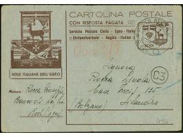 RHODOS: Ganzsachenkarte, Frageteil, datiert “21/8/1944” mit Stempel “POSTA AERA EGEO 23 8 44” entwertet, adressiert nach Boze