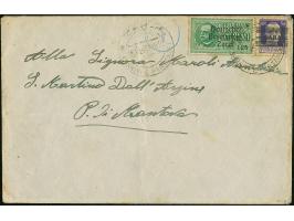 1943, Eilmarke 1,25 Lire und 50 Centesimi, sauber mit auf- und nebengesetztem Stempel “ZARA ARRIVE E PARTENZE 15 11 43” auf B