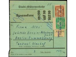 Stadt-Güter-Verkehr Berlin: 1944, 2,40 M. braun und 30 Pfg. grün sowie Versicherungsmarke 15 Pfg. mit undeutlichichem violett