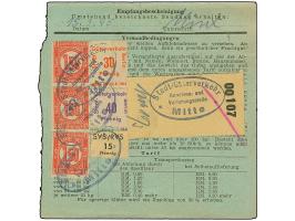 Stadt-Güter-Verkehr Berlin: 1944, 1,50 M. orangerot im senkrechten Paar und Einzelmarke, 1. Ausgabe 30 und 40 Pfg. sowie Vers