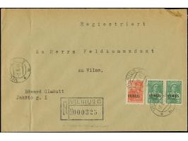 1941, Vilnius 5 Kopeken sowie waagerechtes Paar 20 Kopeken, sauber mit Stempel “VILNIUS -2.8.41” auf Orts-R-Brief an die Feld