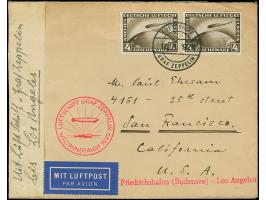 1929, 4 RM Zeppelin mit markantem Plattenfehler "Punkt zwischen R und K in Reichsmark", mit Normalmarke in MeF auf geflogenem