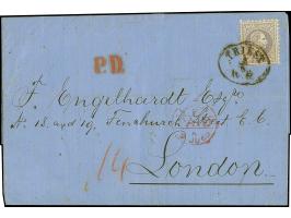 1868, 25 Kr. lila, farbfrisch und gut gezähnt, klar und übergehend entwertet mit Ovalstempel "TRIEST 5 / 6 IV. E." auf vollst