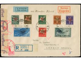 1944, Flugpost 25 Centesimi - 10 Lire, sauber mit Stempel "LAIBACH 21.VII.44" auf Express-R-Brief mit slowenischer sowie ital