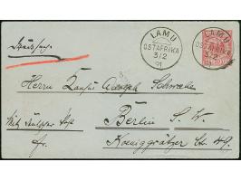 Umschlag 10 Pfg. mit sauber auf- und nebengesetztem "LAMU 3/2 91" als Drucksache nach Berlin, mit Ankunftsstempel.