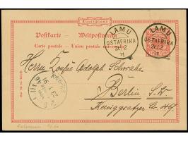 Krone/Adler Karte 10 Pfg. mit sauber auf- und nebengesetztem "LAMU 26/2 91" mit rückseitigem Text u.a. bezüglich des Versande