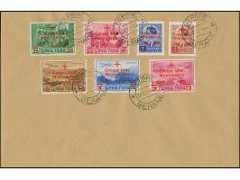 1944, Rotes Kreuz 0,15+0,85 auf 25&nbsp;Centesimi&nbsp;– 0,50+2 auf 2 Lire, sauber mit Stempel “BERANE 24.VIII.44” auf Blanko