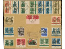 1941, 5-60 Kopeken, in waagerechten Paaren, Aufdrucktype I, sowie 5-50 Pfennig in senkrechten Paaren, Aufdrucktype III, sowie