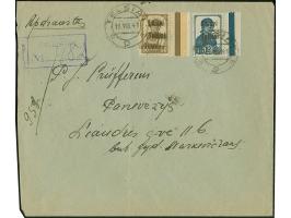 1941, 10 und 50 Kopeken, einheitlich mit rechtem Seitenrand und Aufdruckfehler “Text in Type III, Ziffern in Type II", sauber