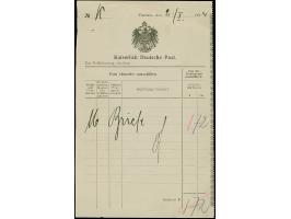 1901/3, drei Post-Einlieferungsscheine mit violettem L1 “Peking” (1903), schwarzem L1 “Tientsin” und EKr. “TIENTSIN DP *a 30.