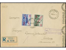 1941, Flugpost &nbsp;3 auf 20 Dinar und 6 auf 30 Dinar, sauber mit auf- und nebengesetztem Stempel “BEOGRAD -4.X.41” auf Orts