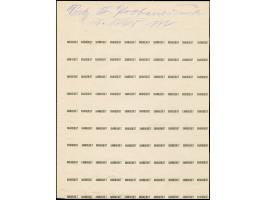 Kontrollabzug der Aufdruckplatte III auf dünnem Maschinenpapier, im Oberrand mit handschriftlicher Angabe “Satz III Probedruc