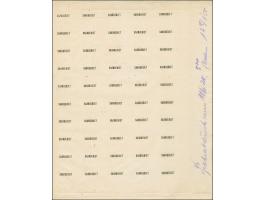 Kontrollabzug der Aufdruckplatte auf dünnem Maschinenpapier, im Bogenrand mit handschriftlicher Angabe “Probeabdruck vom 18/6