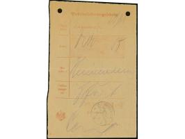 “WINDHUK DSWA *b 11.11.13” klar auf Posteinlieferungsschein für eine Postanweisung. Das Formular mit waagerechter Faltung und