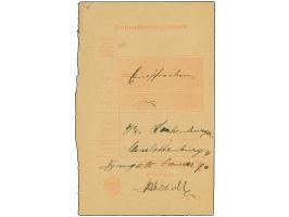 1909, handschriftlich “Nyanga 25.Januar 9” auf Posteinlieferungsschein für einen R-Brief. Das Formular wurde zweimal waagerec