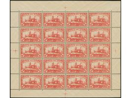 1900, Kaiseryacht 1 M. ohne Wasserzeichen im kpl. Bogen mit 20 Werten, postfrisch, übliche Kalanderbüge, in einwandfreier Erh