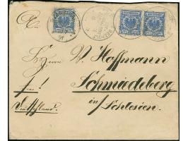 20 Pfg. mit &nbsp;sauber aufgesetztem "ZANZIBAR 20/7 91", zusammen mit waagerechtem Paar, mit auf- und nebengesetztem "DSP OS