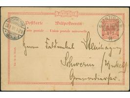 Karte 10 Pfg. mit sauberem Stempel "ZANZIBAR 4/1 91", mit Text nach Schwerin, mit vorderseitigen Ankunftsstempel. Ganz gering