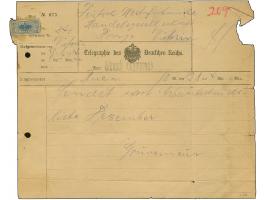1914, Telegramm mit schwarzem L1 “Bibundi (Kamerun)” für ein Telegramm aus Buea (aufgenommen in Victoria) mit Text: “Sendet s