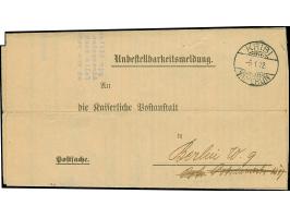1912. Stempel “KRIBI KAMERUN 6.1.12” auf kpl. Faltbrief "Unbestellbarkeitsmeldung &nbsp;für ein Nachnahme-Paket, adressiert a