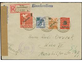1949, Grünaufdruck 5 Pfg. - 1 M. kpl. je mit Stempel “BERLIN-CHARLOTTENBURG 1 1.8.49” auf überfrankiertem R-FDC mit österreic