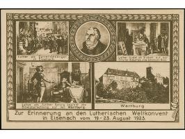 1923, Karte 400 M. “Eisenach, Erinnerung an den Lutherischen Weltkonvent” mit u.a. Porträtmedaillon von Luther, ungebraucht, 