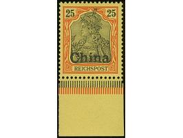 1901, amtlich nicht ausgegeben: Germania 25 Pfg. mit dickerer Aufdrucktype mit kommaförmigen i-Punkt, Unterrandstück, postfri