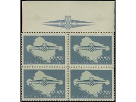 1945, Storm Division 50-100 k., blocks of four with upper sheet margin with badge of Storm Division, mint never hinged, the s