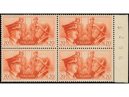 1941, German-Italian Axis unissued 10 c.-25 c., complete in blocks of four with right sheet margin, mint never hinged, the 25