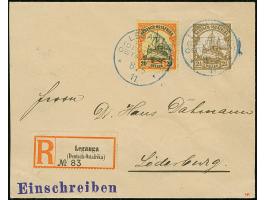 "LEGANGA 8.5 11" sauber auf 1905/20, 2½ H. auf kleinem R-Brief nach Löderburg mit Ankunftsstempel. 2½ H. kleiner Eckzahnfehle