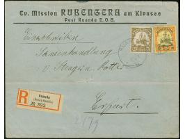 "RUANDA 18/9 11" auf 2½ H. und 20 H. auf Bedarfs-R-Brief mit gedrucktem Absender "Ev. Mission RUBENGERA am Kivusee" an eine S