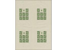 1944, State work service miniature sheet 32+16 k. as imperforate proof in original colour, complete printer's sheet with 4 mi
