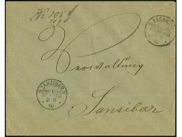 "ZANZIBAR 21/11 90", sauber als vorderseitiger Ankunftsstempel (zusätzlich rückseitig abgeschlagen) auf gefalteter, unfrankie